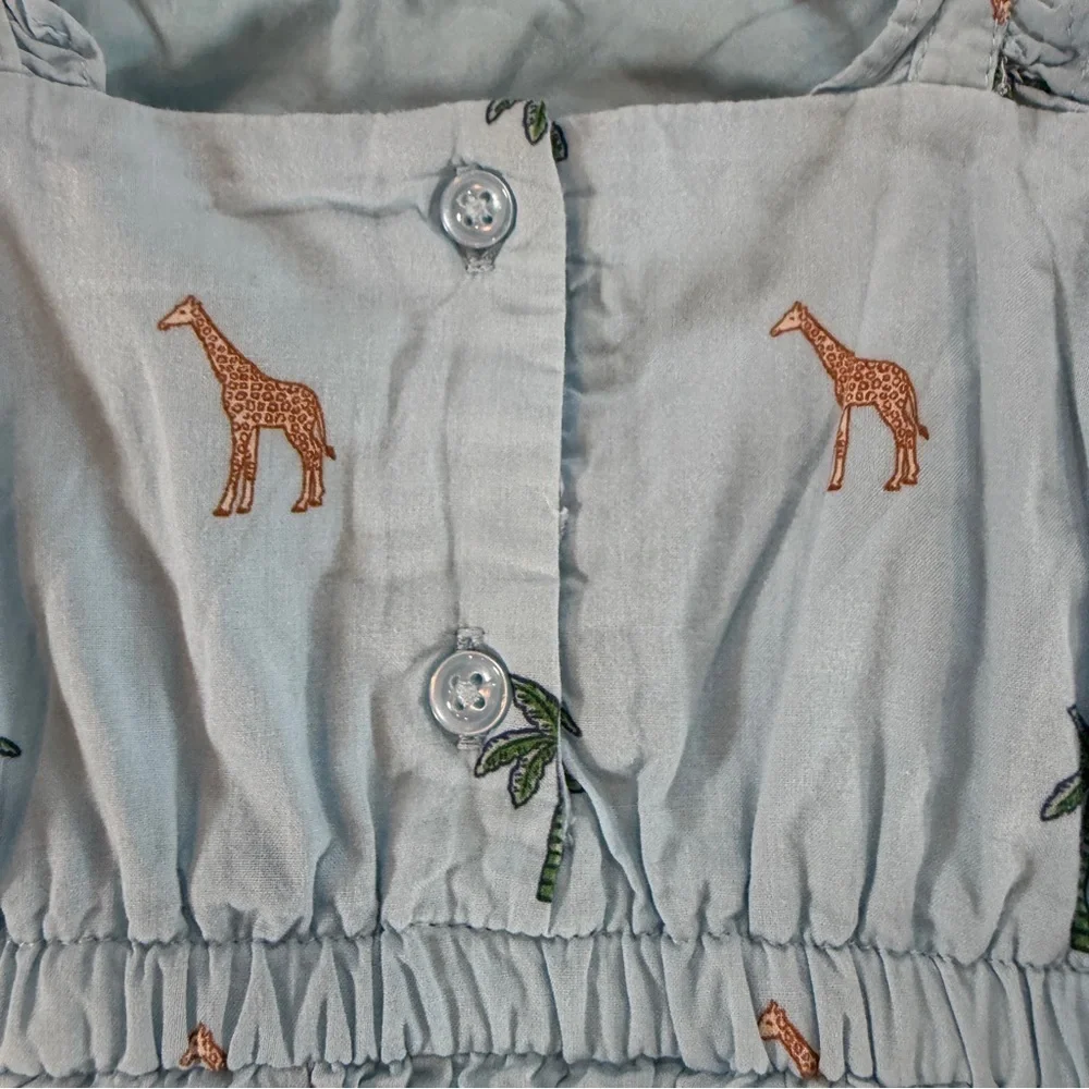 Janie and Jack Blue Ruffle Palm Tree Giraffe Dress Sz 4